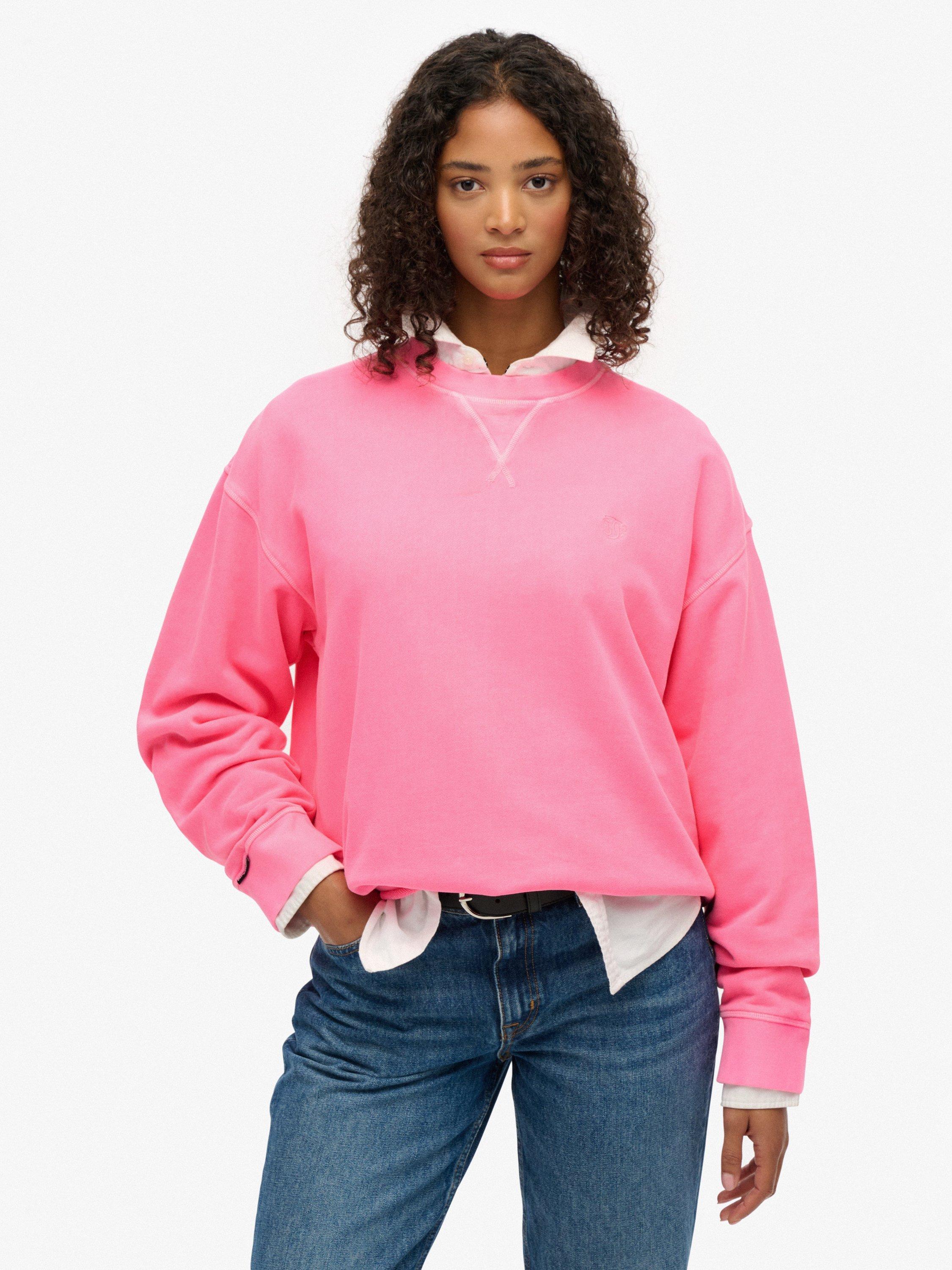 Product image 1 of 6, which shows Superdry Studios Crew Sweatshirt, Fluro Pink, 16