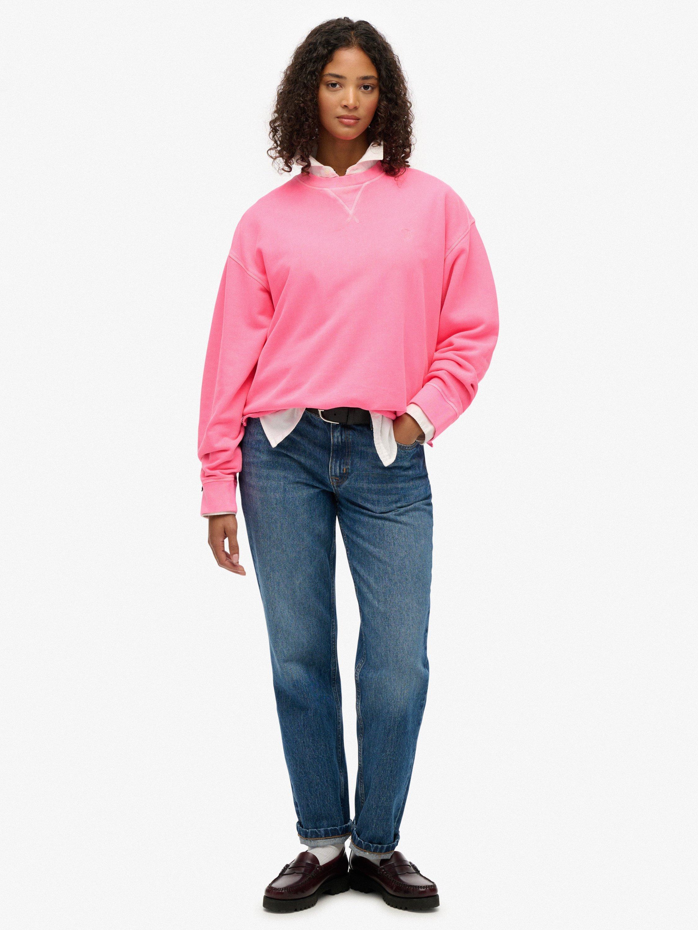 Product image 3 of 6, which shows Superdry Studios Crew Sweatshirt, Fluro Pink, 16