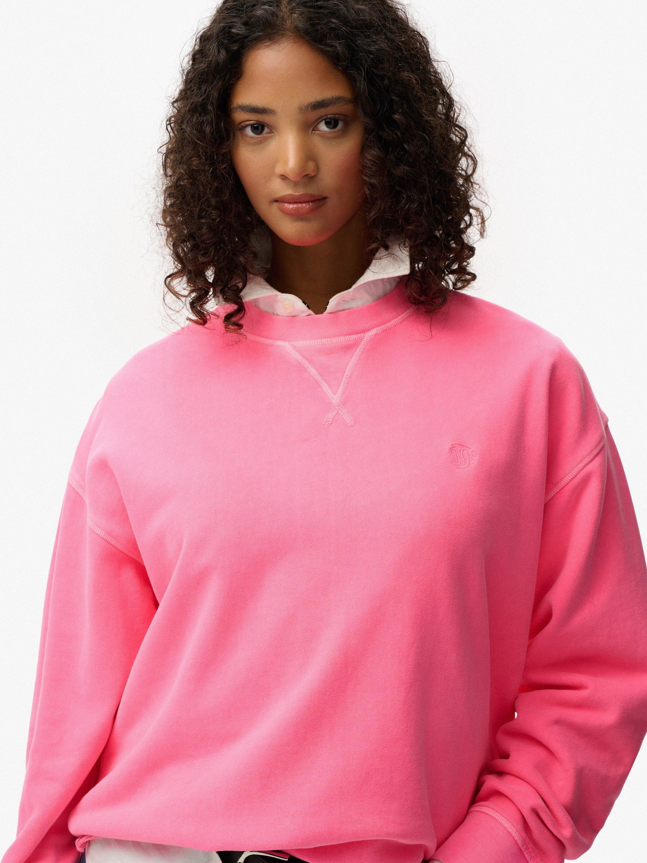 Product image 4 of 6, which shows Superdry Studios Crew Sweatshirt, Fluro Pink, 16