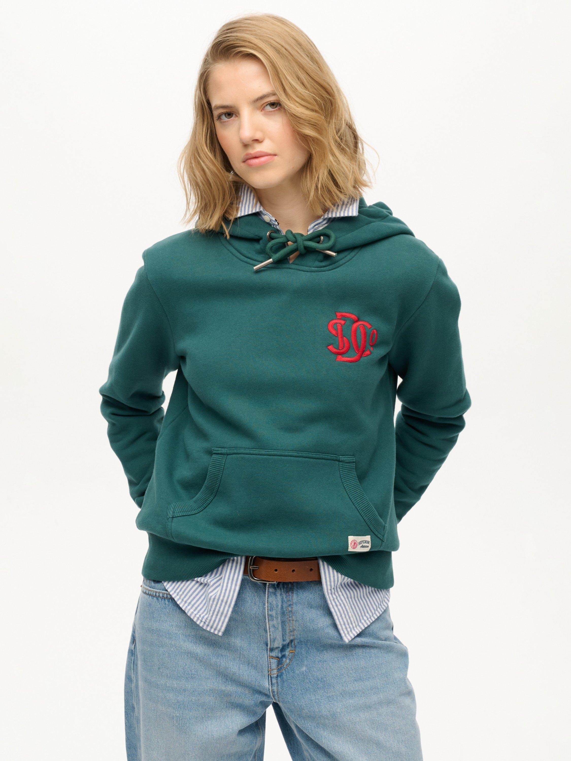 Product image 1 of 5, which shows Superdry Logo Neon Hoodie, June Bug Green, 6