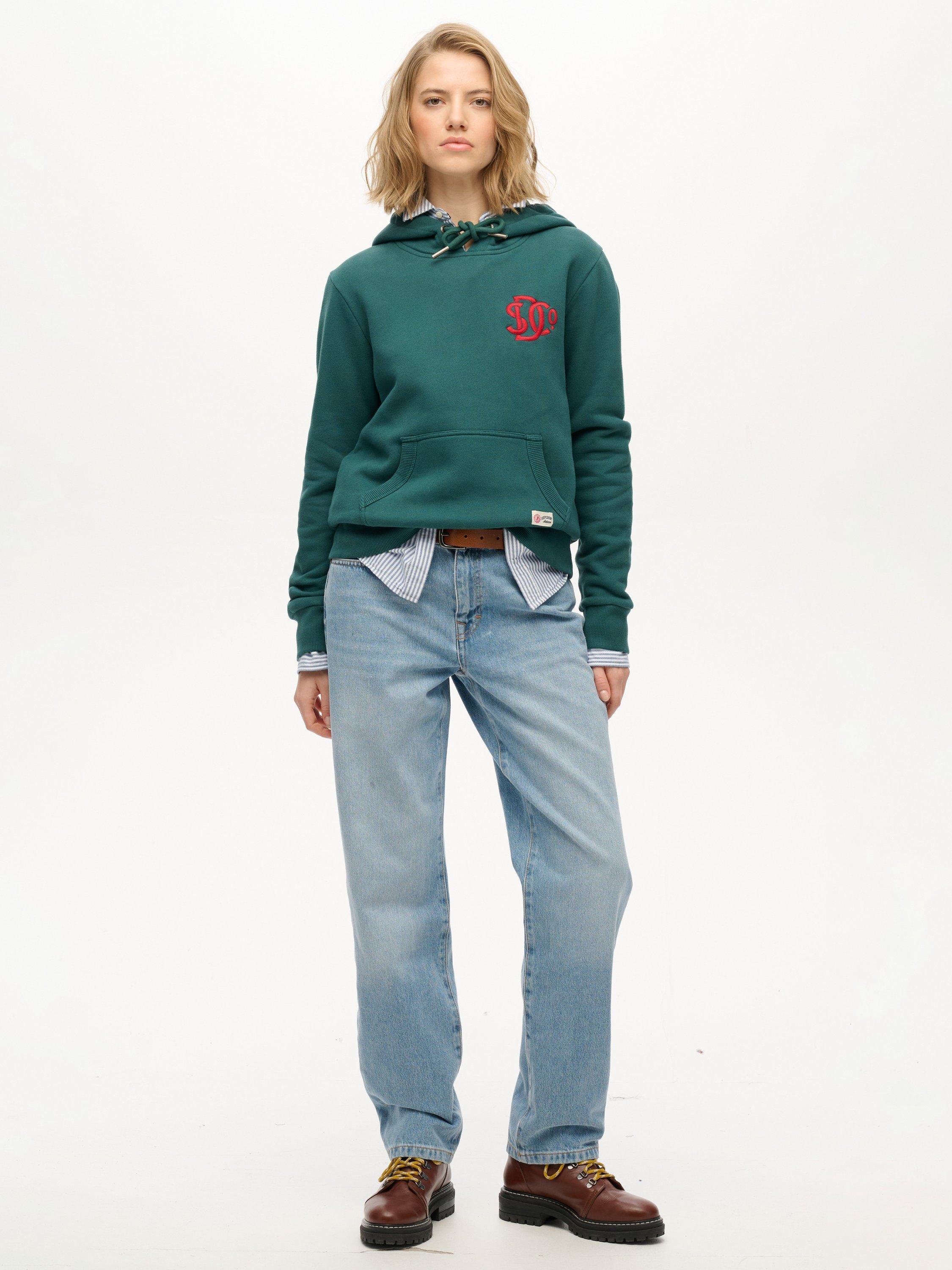 Product image 3 of 5, which shows Superdry Logo Neon Hoodie, June Bug Green, 6