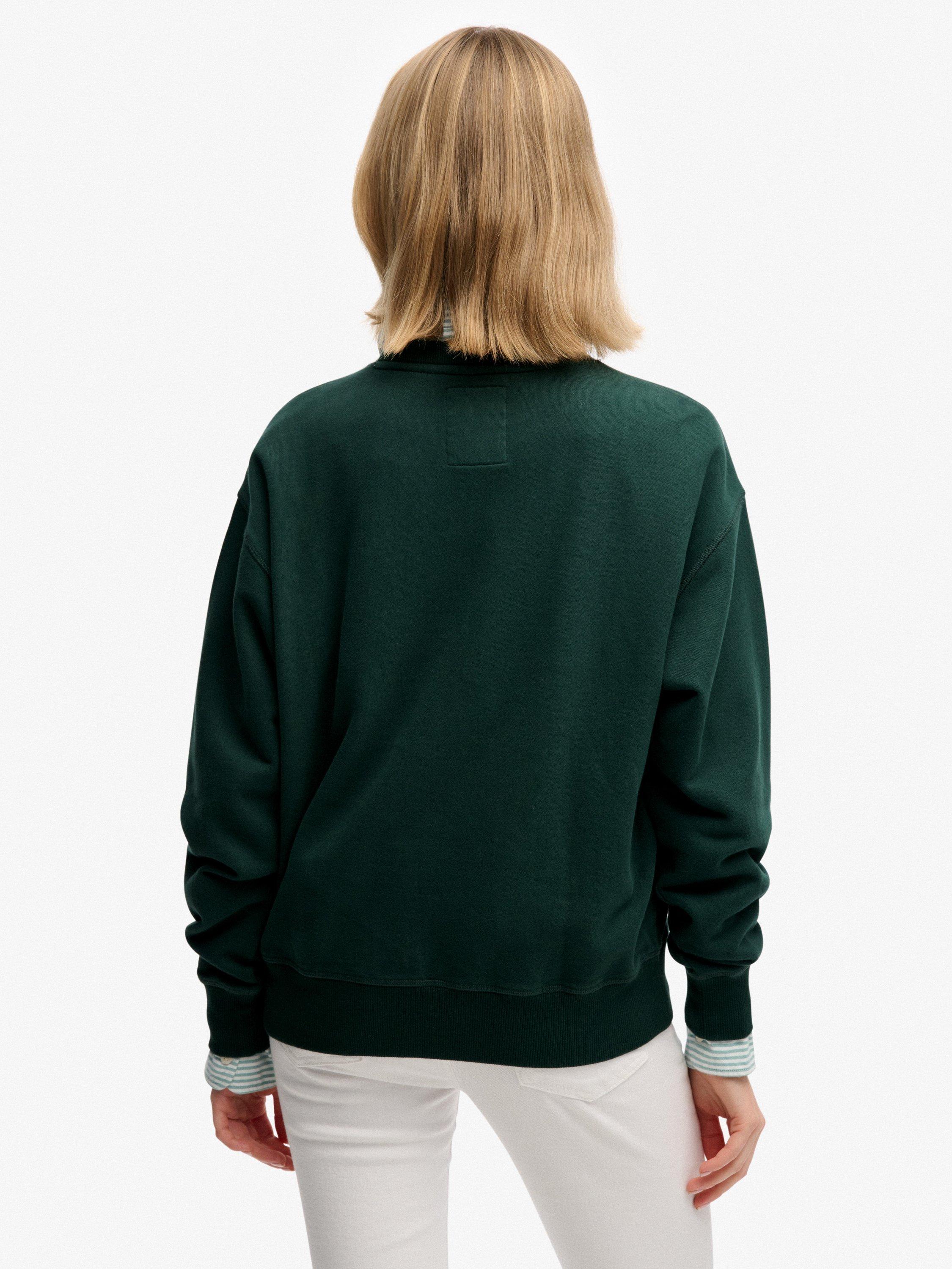Product image 2 of 6, which shows Superdry Crest Loose Crew Sweatshirt, Dark Pine Green, 6