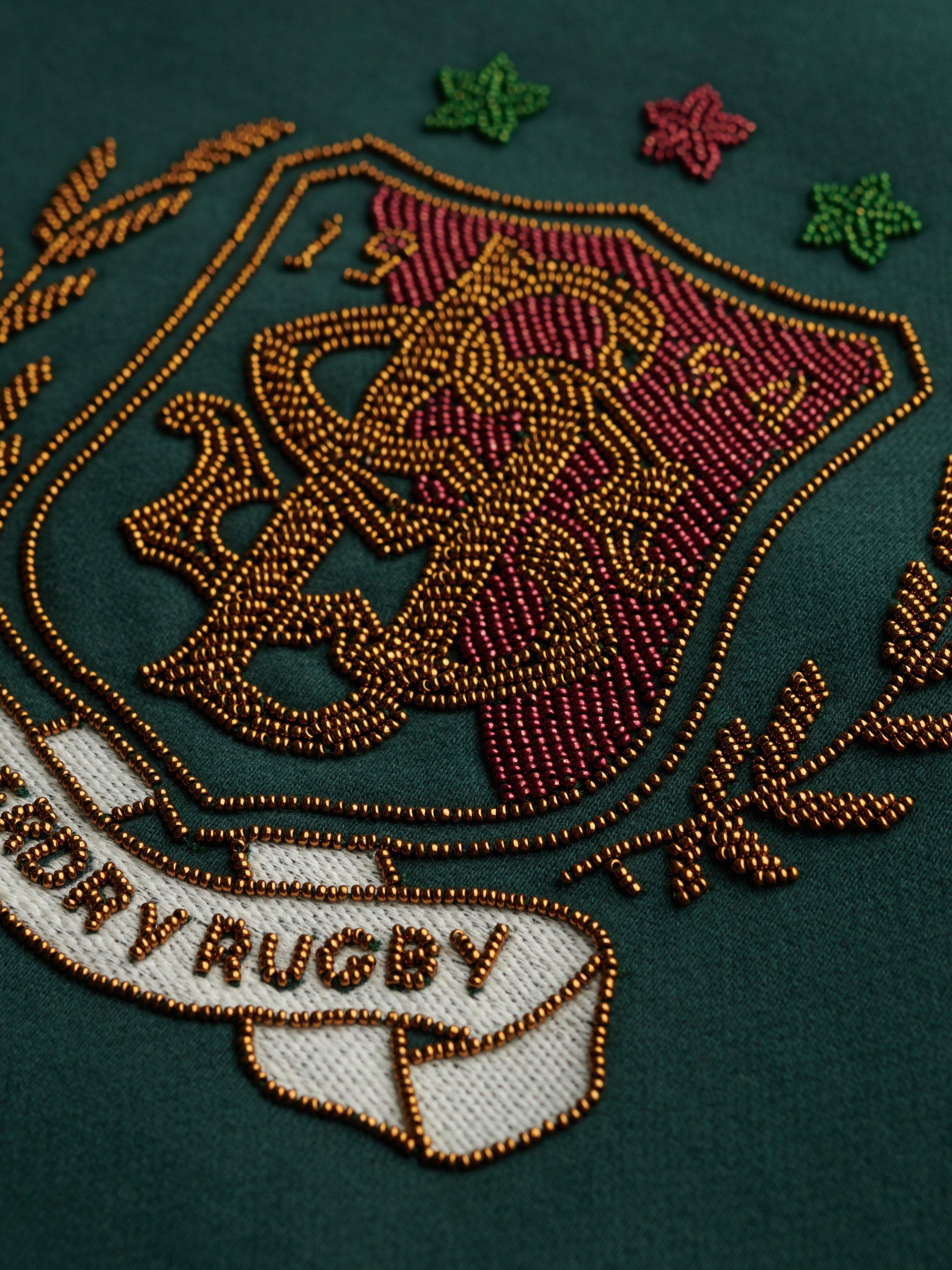 Product image 6 of 6, which shows Superdry Crest Loose Crew Sweatshirt, Dark Pine Green, 6