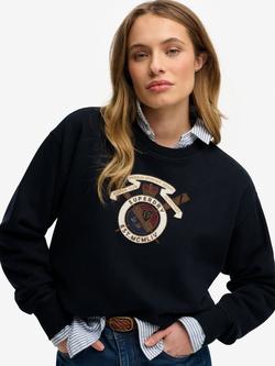 Superdry Crest Loose Crew Sweatshirt, Eclipse Navy