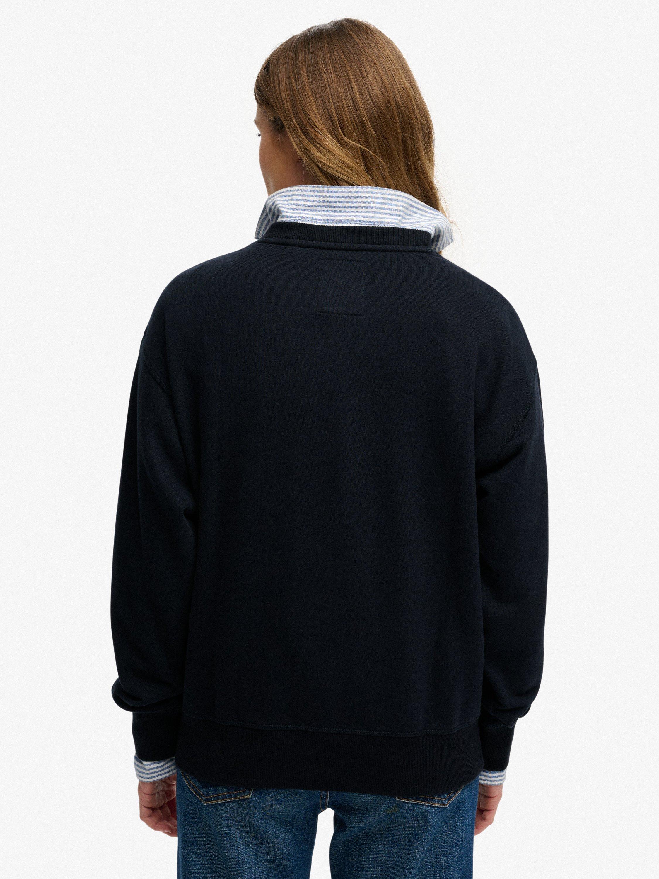 Product image 2 of 5, which shows Superdry Crest Loose Crew Sweatshirt, Eclipse Navy, 6