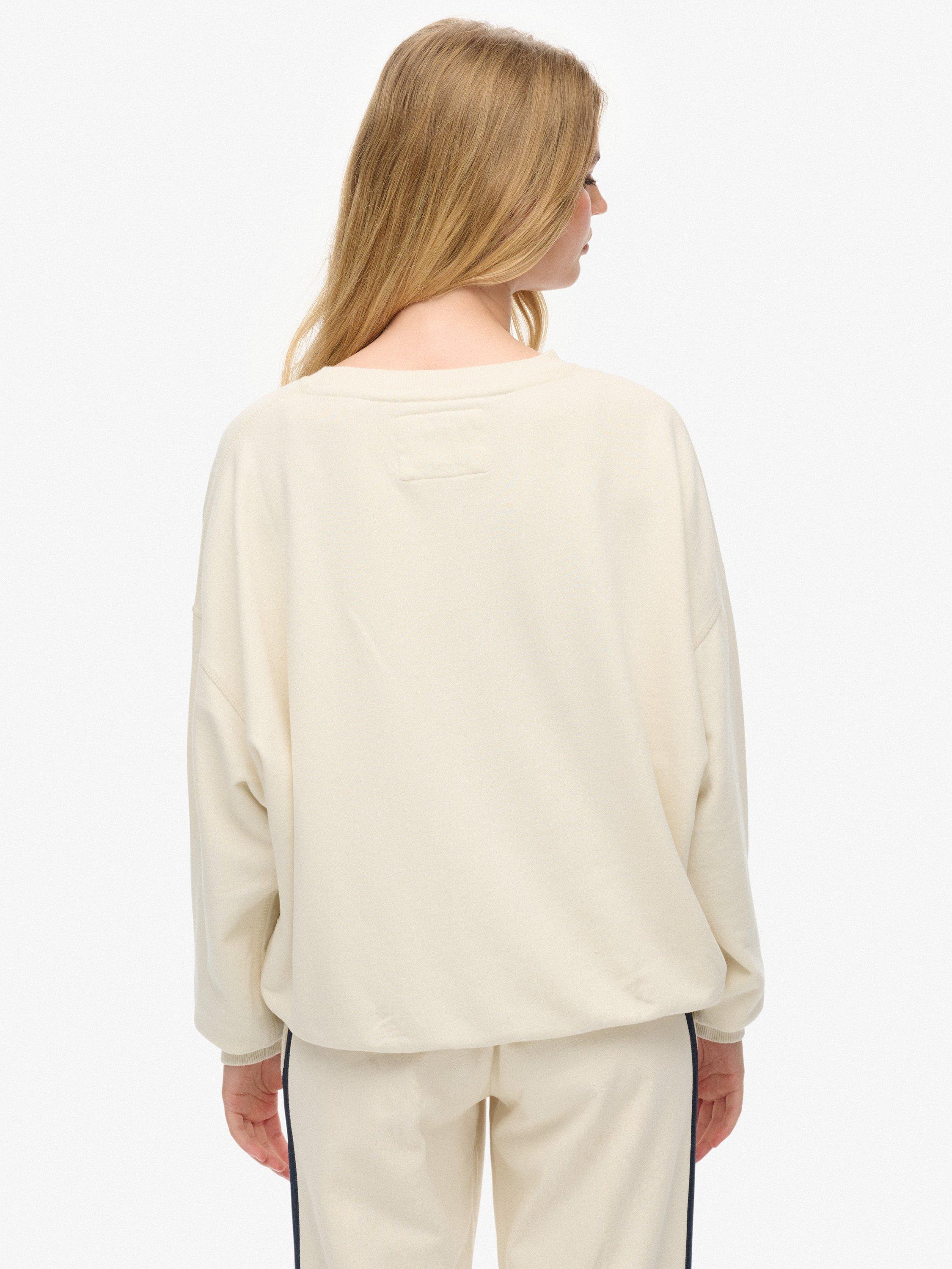 Product image 2 of 6, which shows Superdry Athletic Essentials Applique Crew Sweatshirt, Desert Bone Offwhite, 16