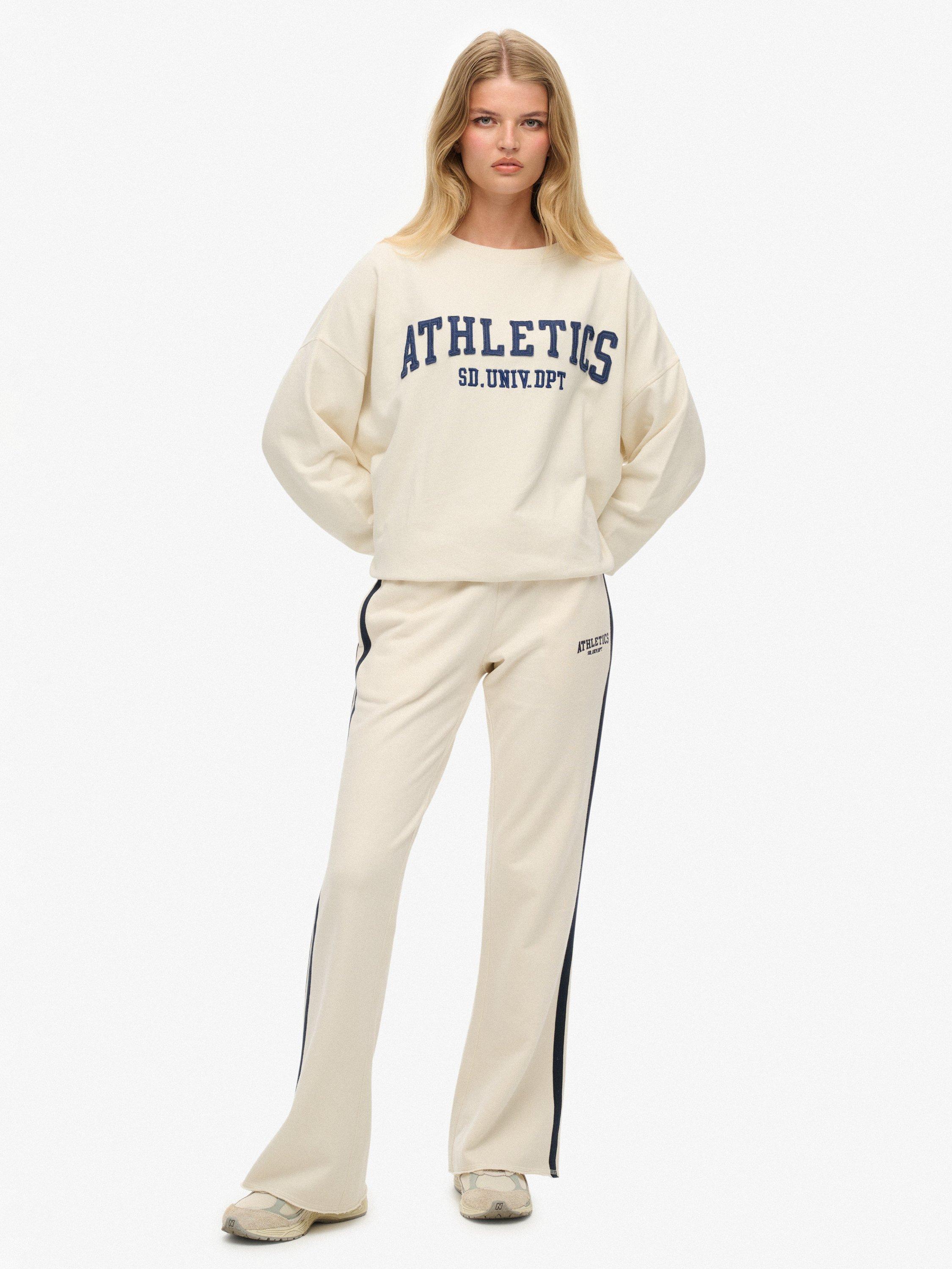 Product image 3 of 6, which shows Superdry Athletic Essentials Applique Crew Sweatshirt, Desert Bone Offwhite, 16