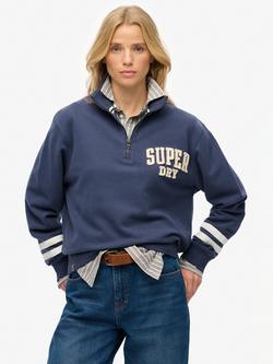 Superdry Athletic Essentials Applique 1/2 Zip Sweatshirt, Mariner Navy, Mariner Navy