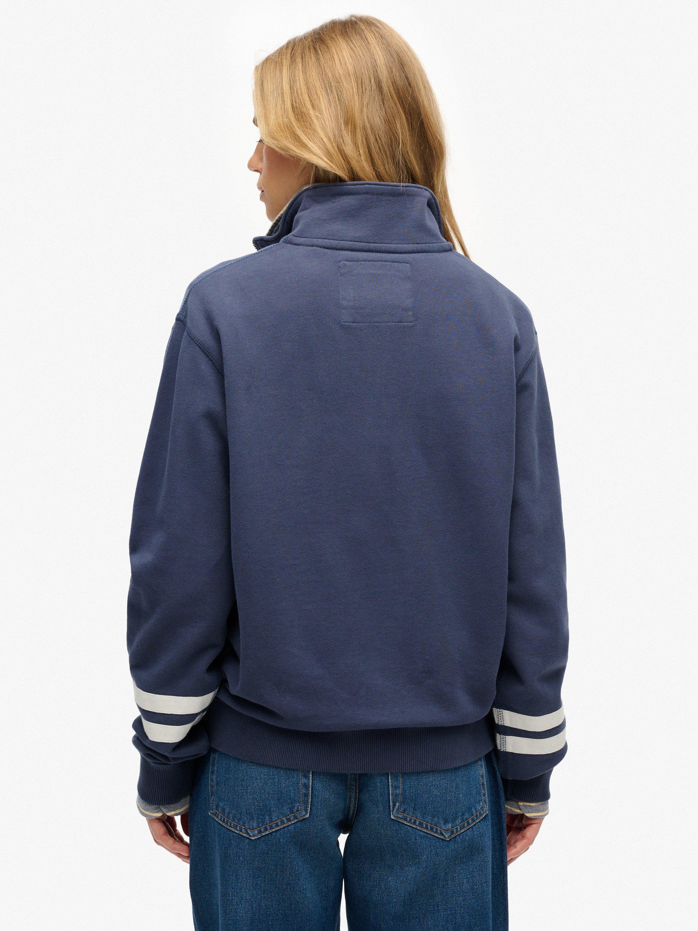 Product image 2 of 6, which shows Superdry Athletic Essentials Applique 1/2 Zip Sweatshirt, Mariner Navy, 10