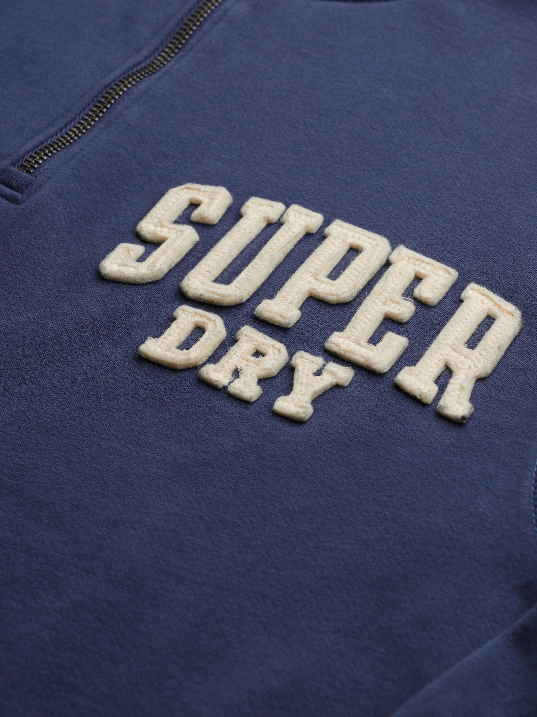 Product image 6 of 6, which shows Superdry Athletic Essentials Applique 1/2 Zip Sweatshirt, Mariner Navy, 10