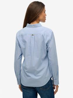 Superdry Stripe Slim Oxford Long Sleeve Shirt, Broker Blue Stripe - view 2, Broker Blue