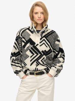 Superdry Super Soft Printed Henley Jumper, Cream