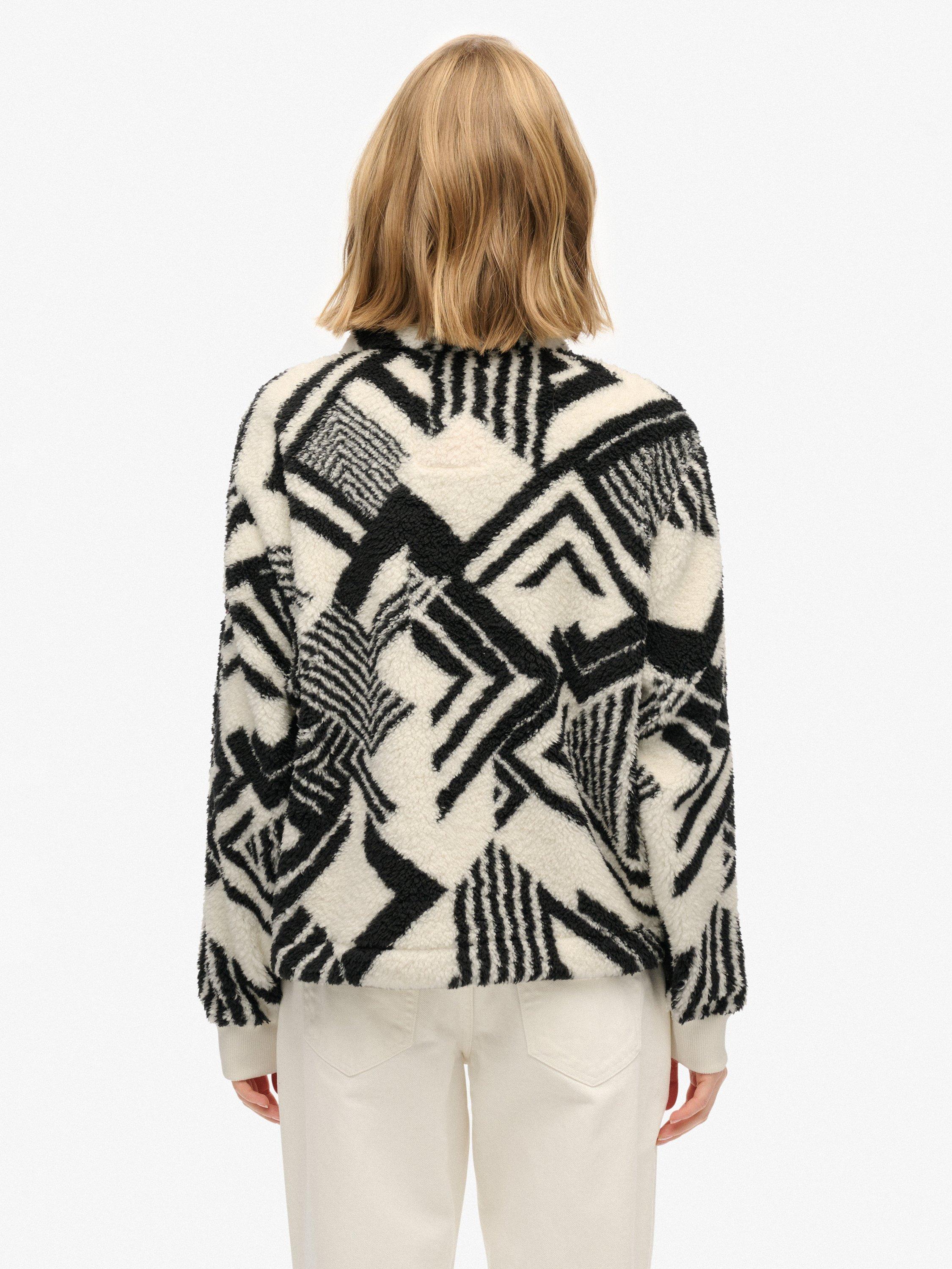 Product image 2 of 6, which shows Superdry Super Soft Printed Henley Jumper, Cream, 14