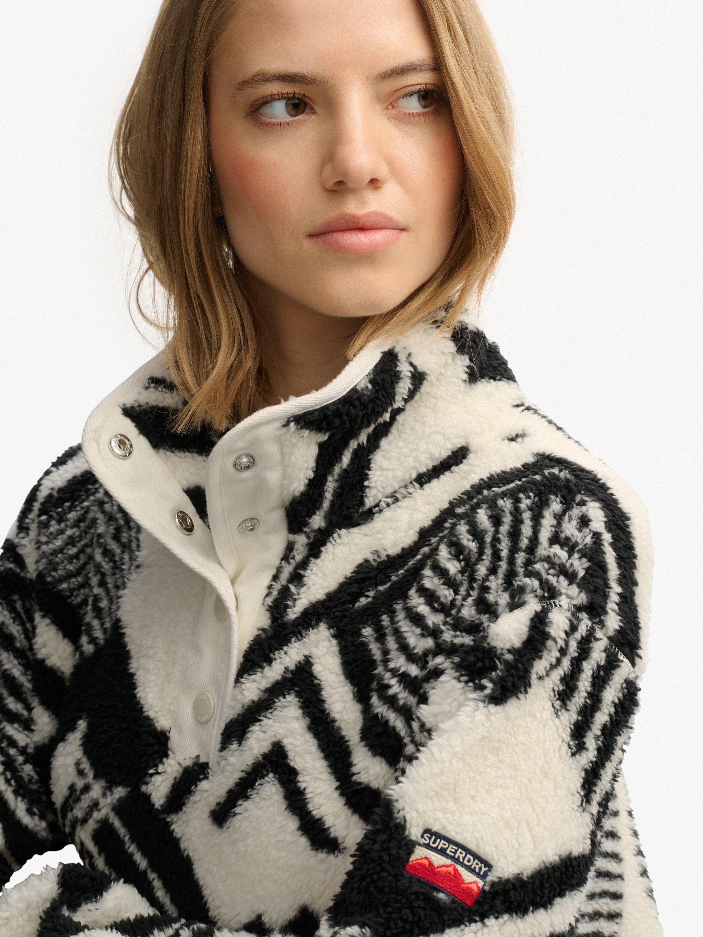 Product image 4 of 6, which shows Superdry Super Soft Printed Henley Jumper, Cream, 14