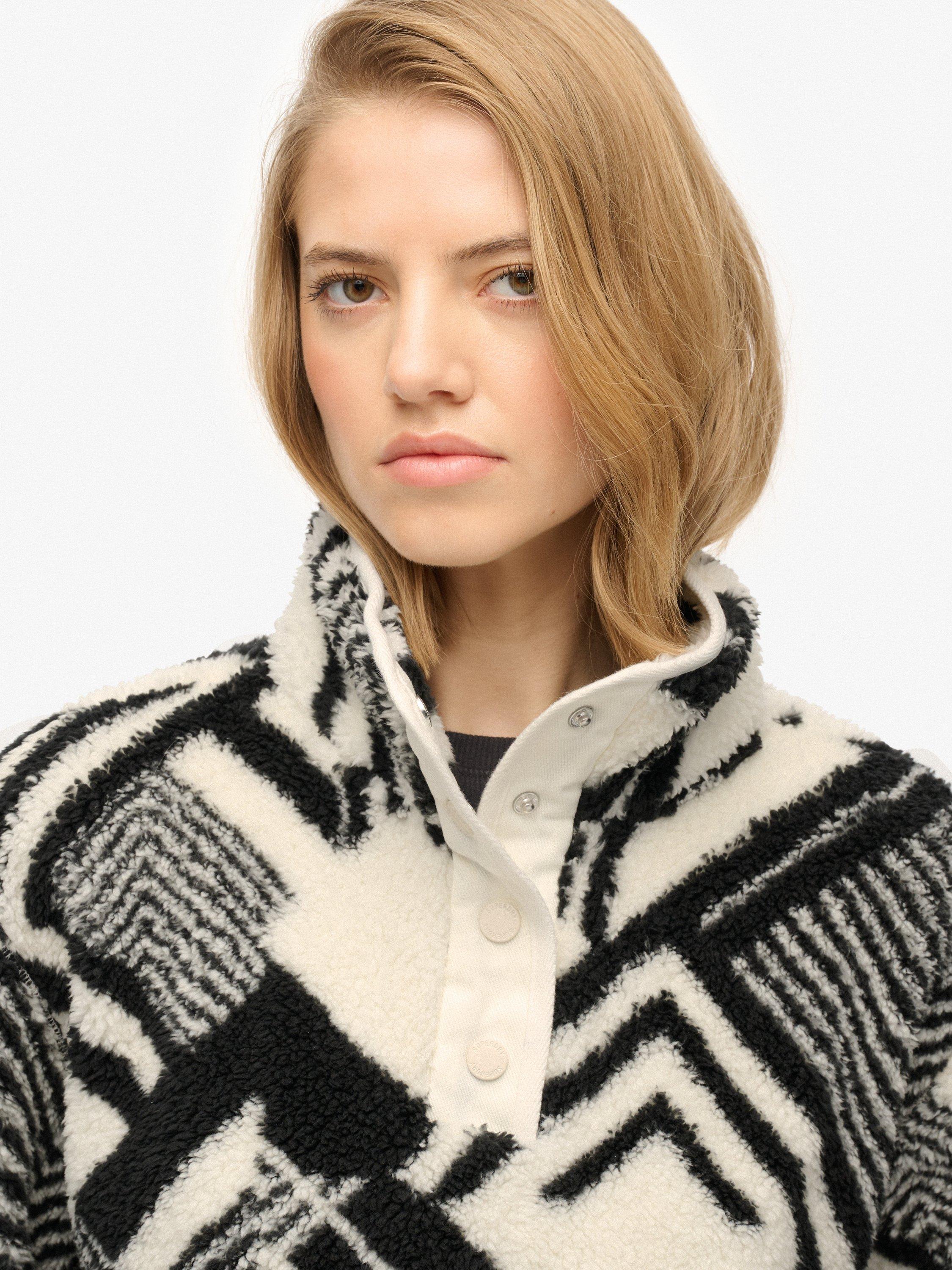 Product image 5 of 6, which shows Superdry Super Soft Printed Henley Jumper, Cream, 14