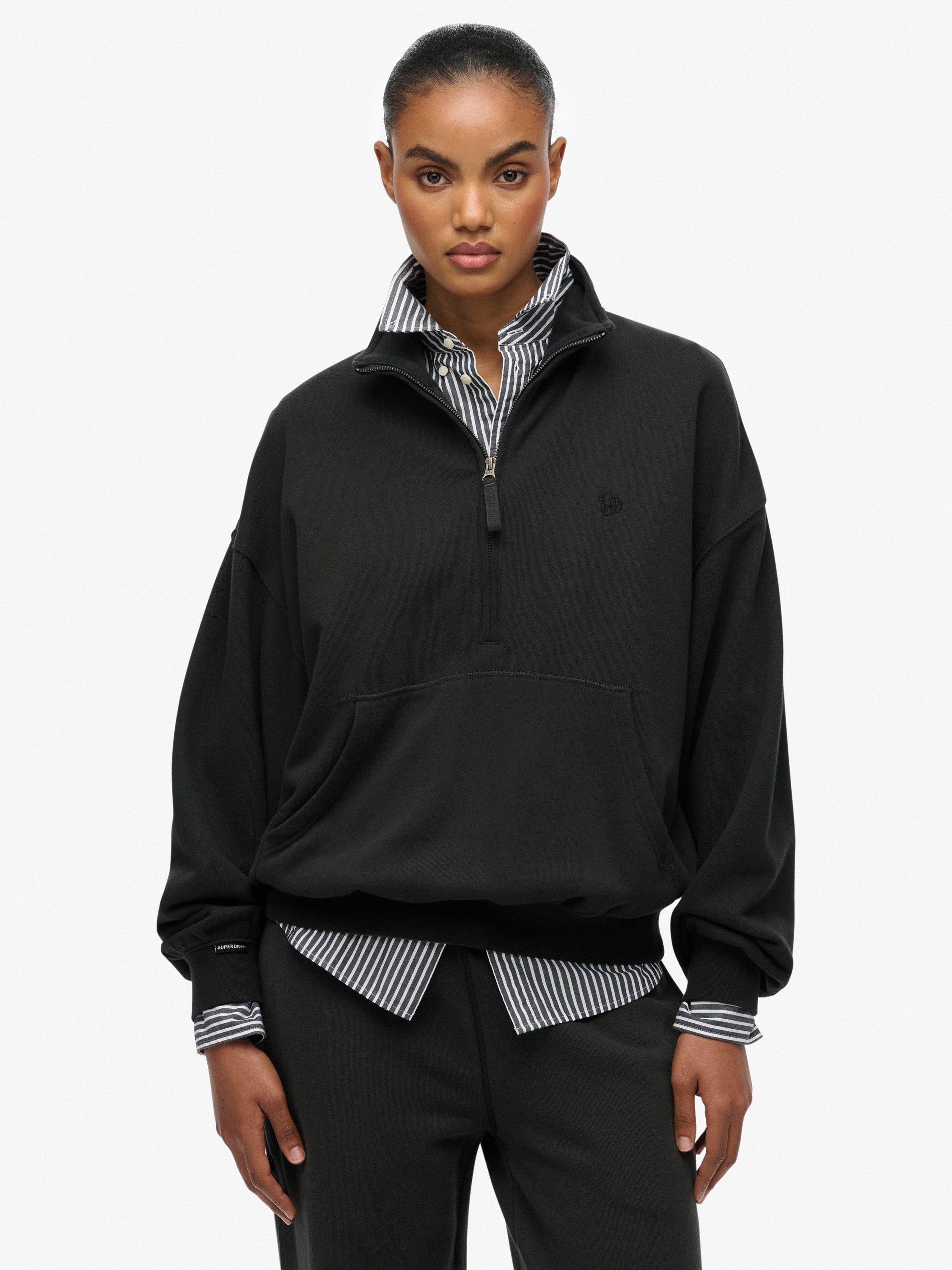 Product image 1 of 6, which shows Superdry Studios 1/2 Zip Sweatshirt, Washed Black, 6
