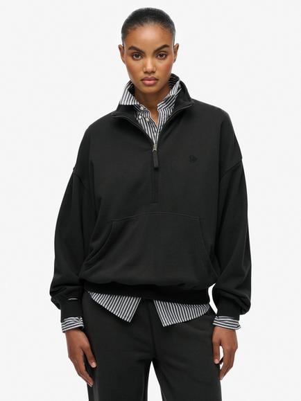 Superdry Studios 1/2 Zip Sweatshirt, Washed Black