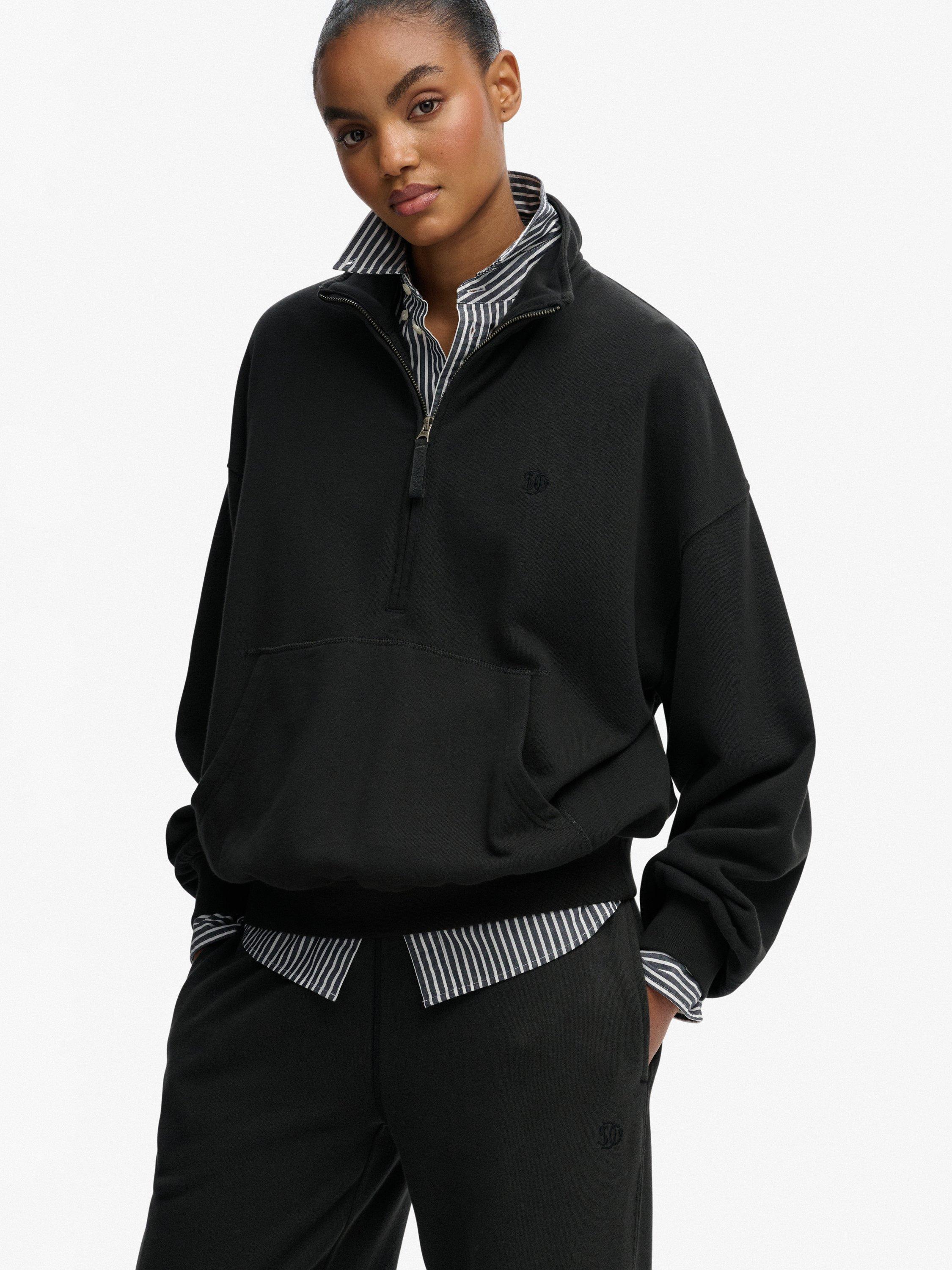Product image 4 of 6, which shows Superdry Studios 1/2 Zip Sweatshirt, Washed Black, 6