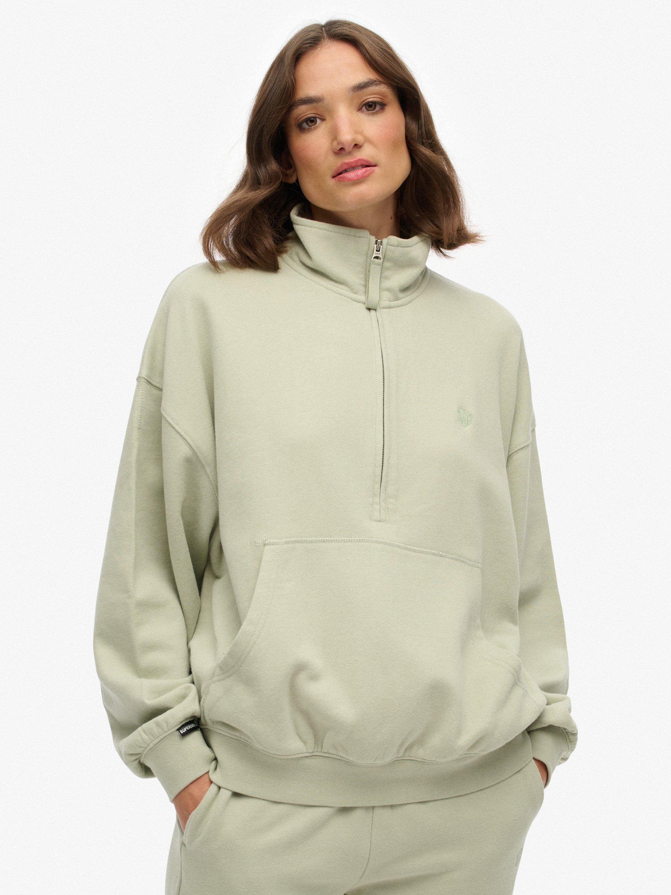 Product image 1 of 6, which shows Superdry Studios 1/2 Zip Sweatshirt, Dusty Sage, 6