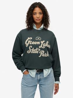 Superdry Lo-fi Outdoor Loose Sweatshirt, Utah Gold, Dark Forest