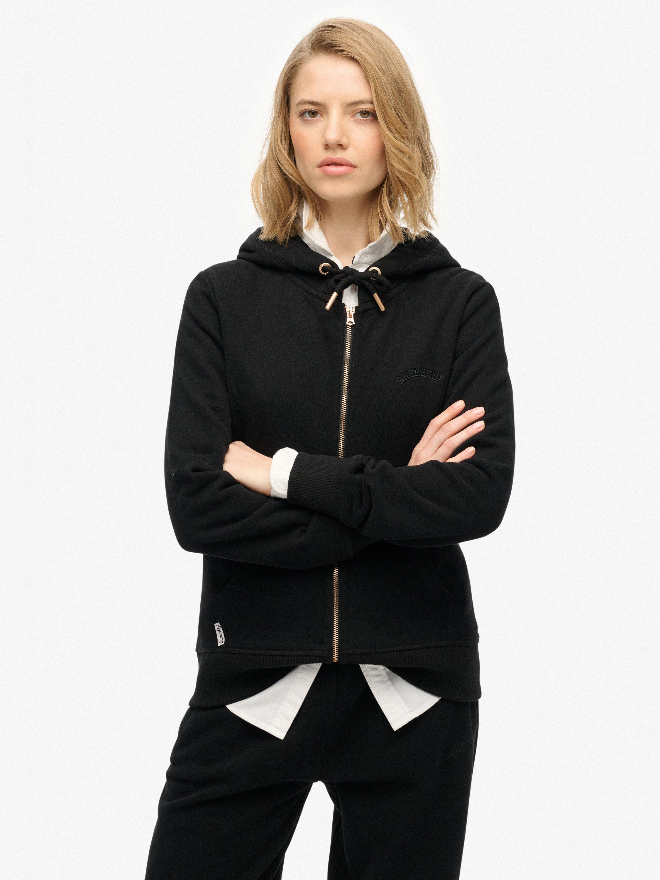 Product image 1 of 5, which shows Superdry Essential Logo Zip Hoodie, Black, 16