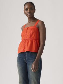 Levi's Mini Embroidered Sleeveless Top, Signal Red, Signal Red