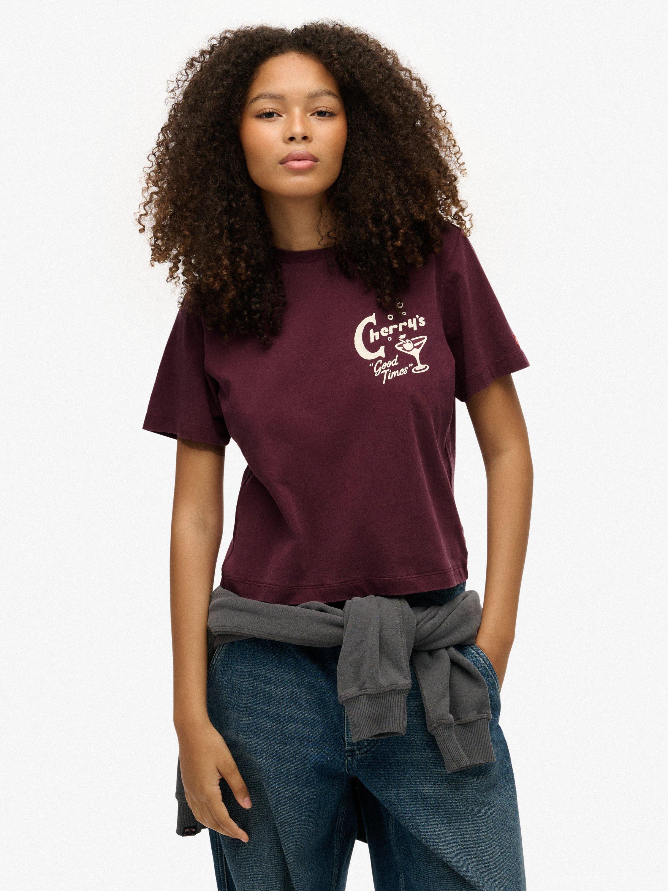 Product image 1 of 6, which shows Superdry Roadside Trade Relaxed T-Shirt, Fig Purple, 12