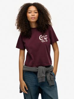 Superdry Roadside Trade Relaxed T-Shirt, Fig Purple