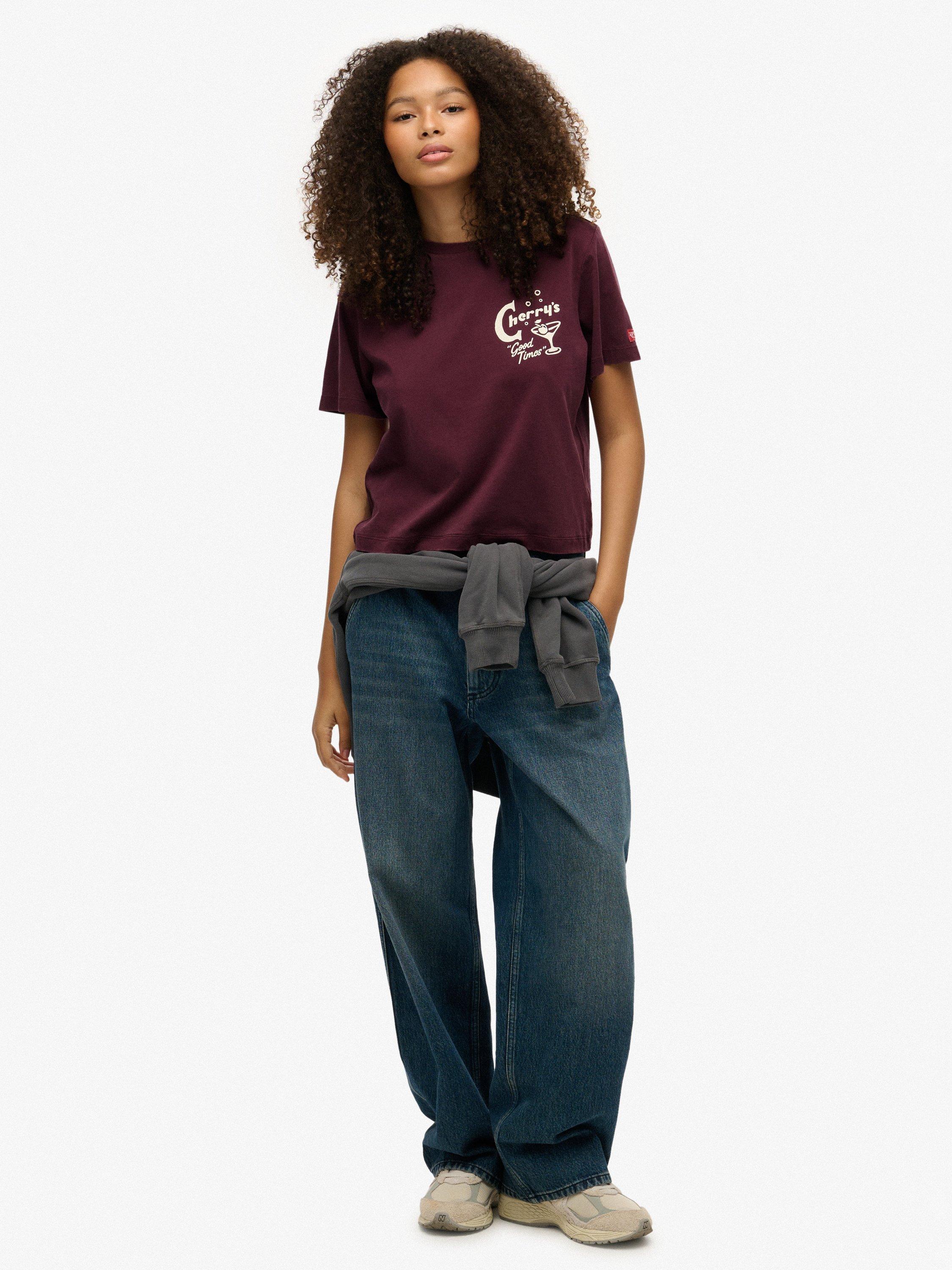 Product image 3 of 6, which shows Superdry Roadside Trade Relaxed T-Shirt, Fig Purple, 12