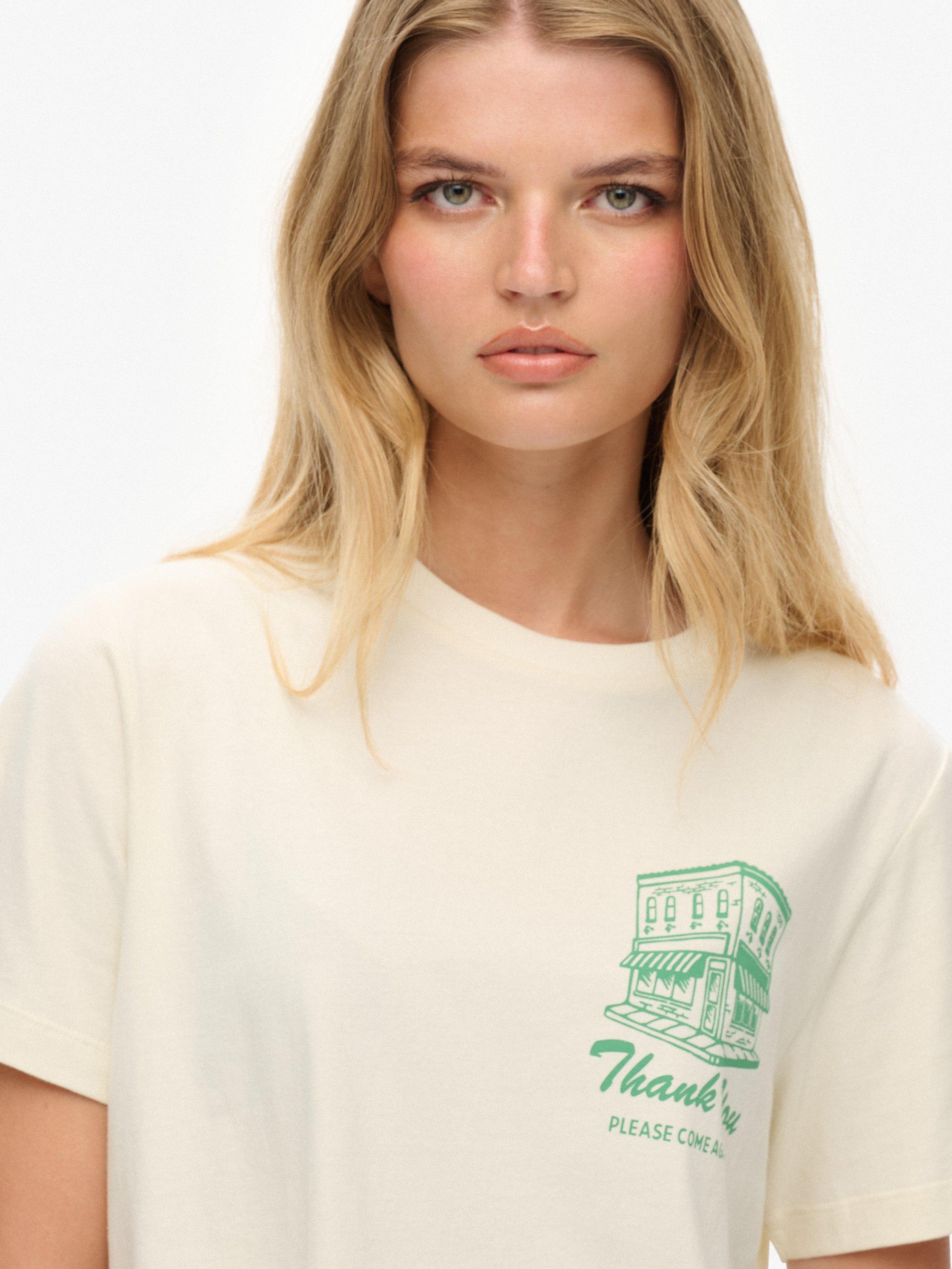 Product image 5 of 6, which shows Superdry Roadside Trade Relaxed T-Shirt, Off White, 6