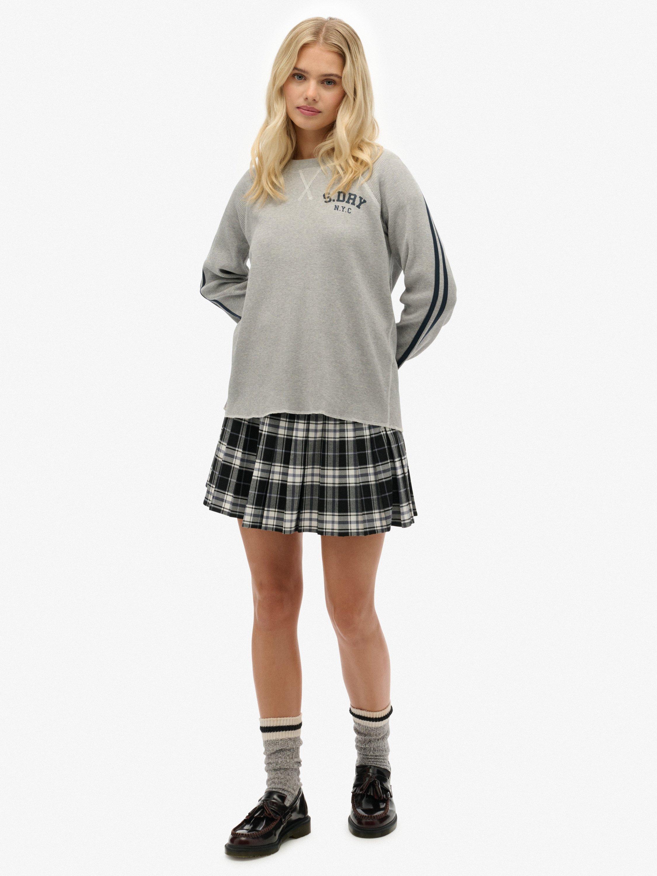 Product image 3 of 5, which shows Superdry Athletic Essentials Graphic Long Sleeve Top, Grey Marl, 8