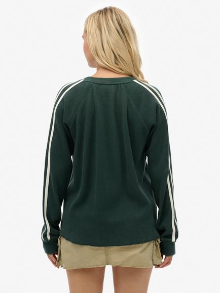 Superdry Athletic Essentials Graphic Long Sleeve Top, Enamel Green - view 2, Enamel Green