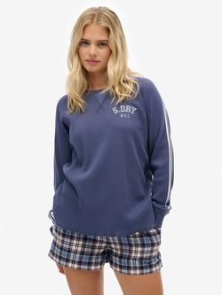 Superdry Athletic Essentials Graphic Long Sleeve Top, Mariner Navy