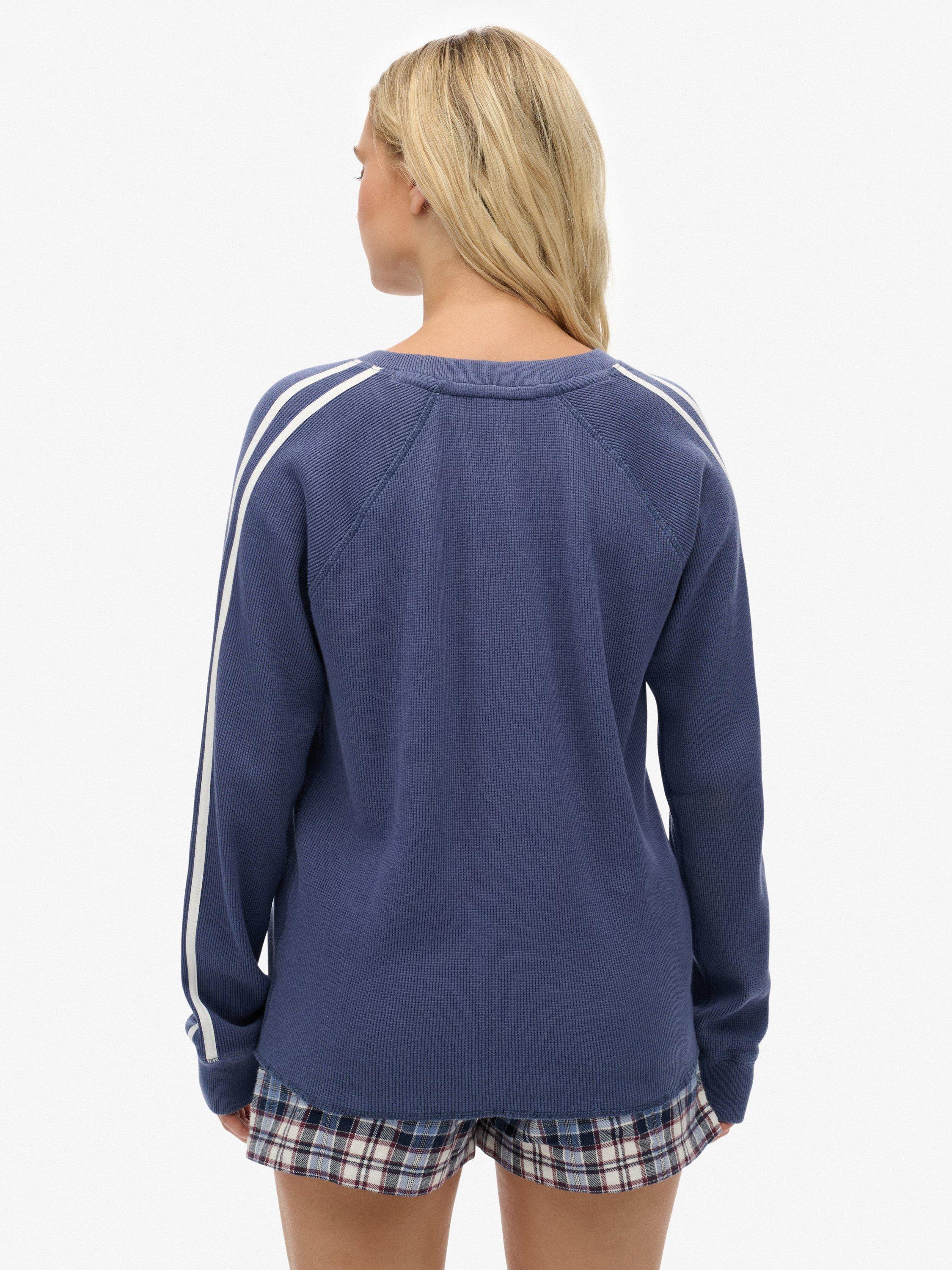 Product image 2 of 5, which shows Superdry Athletic Essentials Graphic Long Sleeve Top, Mariner Navy, 6