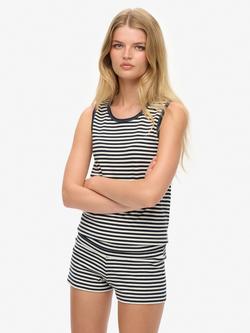 Superdry Athletic Essentials Jersey Stripe Tank Top, Navy