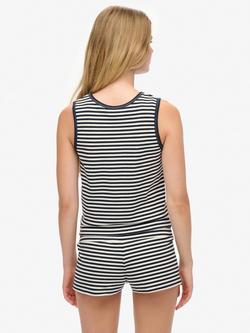 Superdry Athletic Essentials Jersey Stripe Tank Top - view 2, Navy