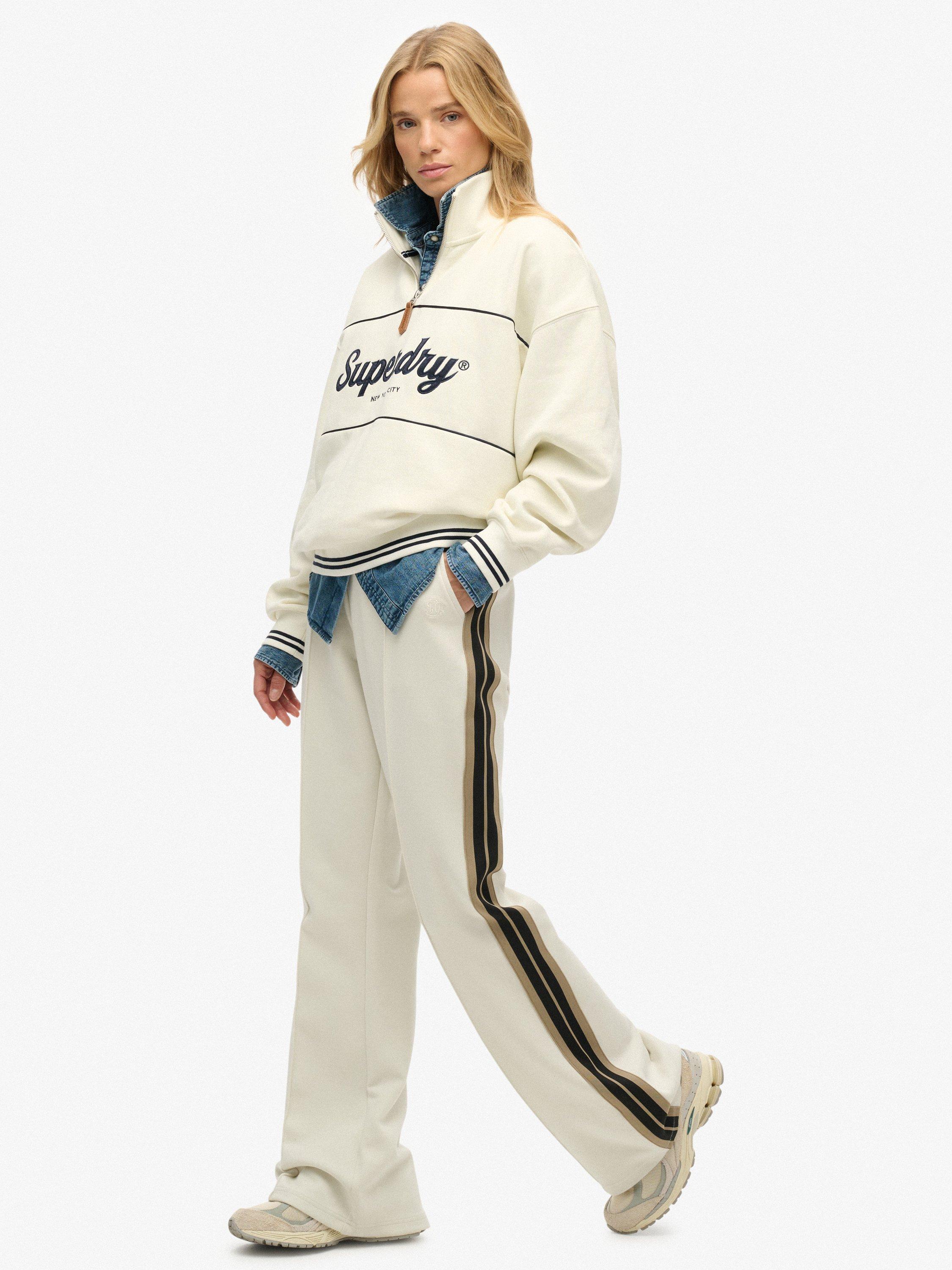 Product image 3 of 7, which shows Superdry Studios Stripe Straight Joggers, Off White, 14