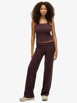 Superdry Athletic Essentials Fold Over Joggers, Port/Charcoal