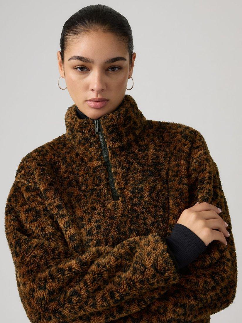 Product image 2 of 2, which shows Levi's Gemma Sherpa 1/4 Zip Fleece, Brown Multi, S