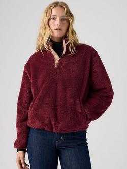 Levi's Gemma 1/4 Zip Sherpa Fleece, Burgundy, Burgundy