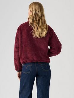 Levi's Gemma 1/4 Zip Sherpa Fleece, Burgundy - view 2, Burgundy