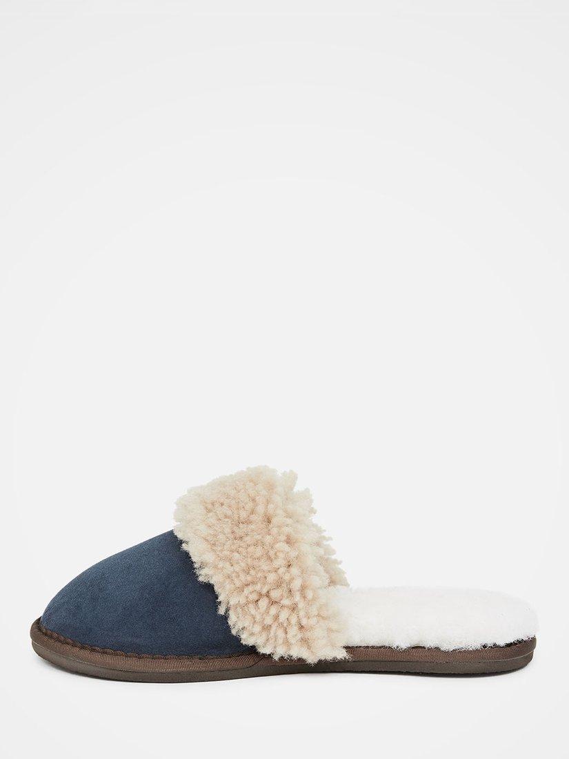 Product image 3 of 6, which shows Celtic & Co. TurnBack Sheepskin Mule Slippers, Blue Iris, 3
