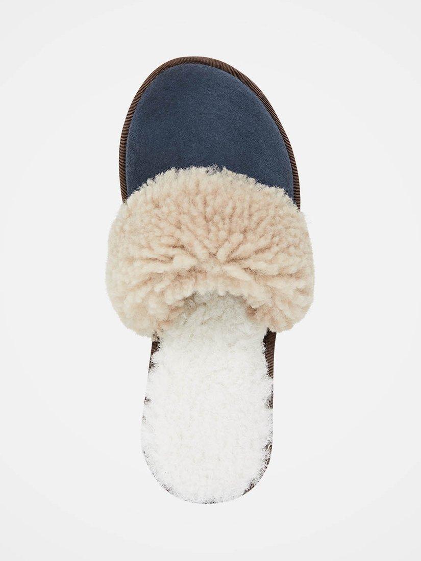 Product image 5 of 6, which shows Celtic & Co. TurnBack Sheepskin Mule Slippers, Blue Iris, 3
