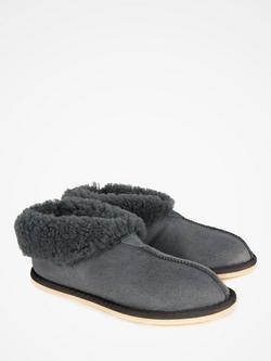 Celtic & Co. Sheepskin Soft Sole Bootee Slippers - view 2, Dark Grey