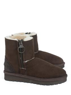 Celtic & Co. Aviator Sheepskin Shortie Ankle Boots - view 2, Mocca/Cream