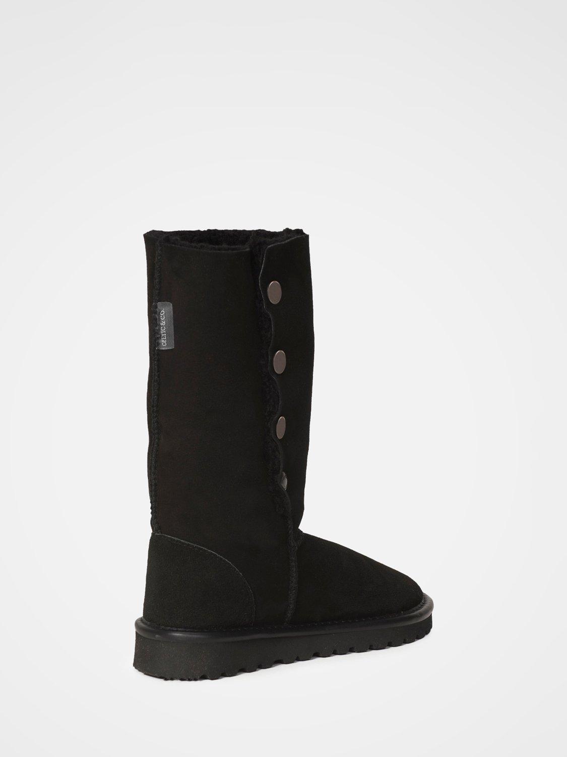 Product image 4 of 4, which shows Celtic & Co. Popper Sheepskin Calf Boots, Black, 3