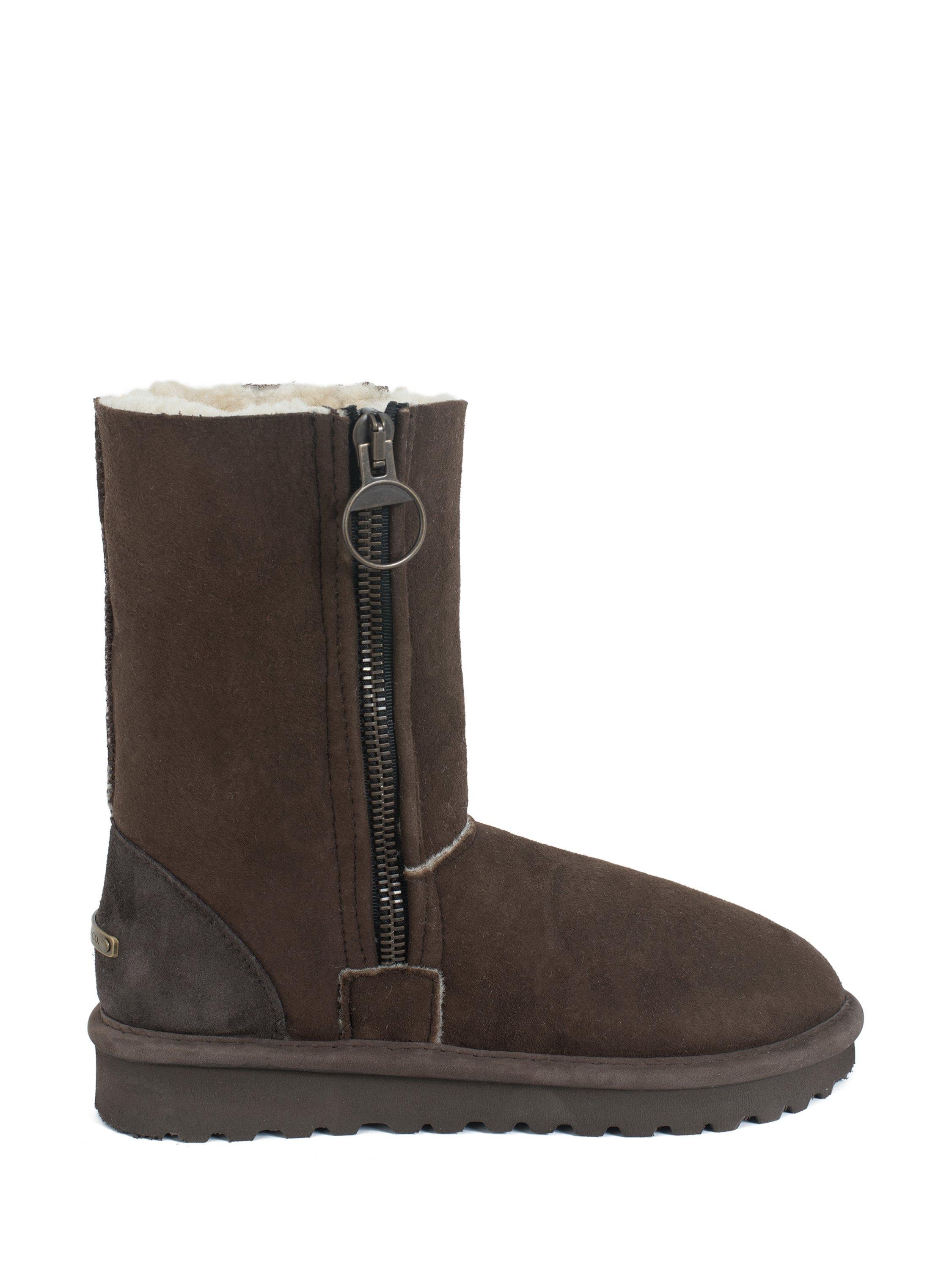 Product image 1 of 4, which shows Celtic & Co. Aviator Sheepskin Boots, Mocca / Cream, 3