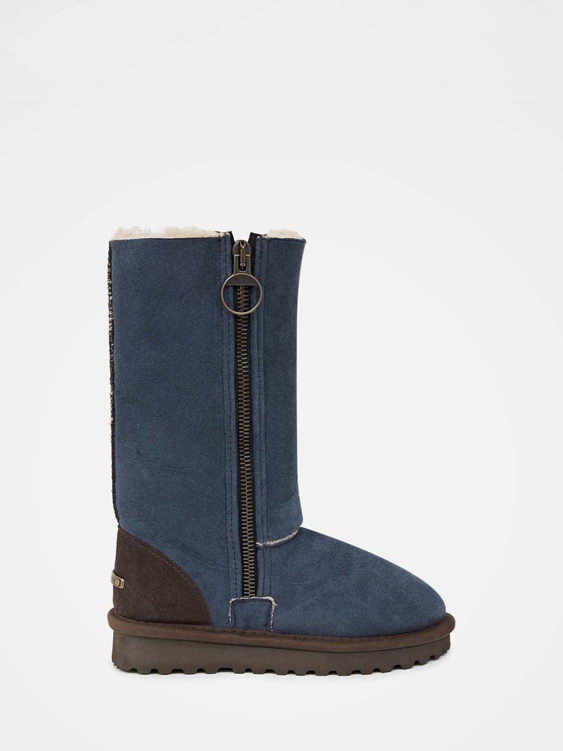 Product image 1 of 6, which shows Celtic & Co. Aviator Calf Sheepskin Boots, Blue Iris, 3