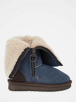 Celtic & Co. Aviator Calf Sheepskin Boots, Blue Iris - view 2, Blue Iris