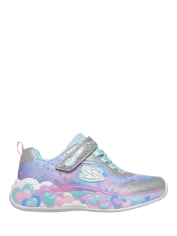 Skechers Kids' S-Lights Eternal Heart Lights Trainers, Silver/Multi, Silver/Multi